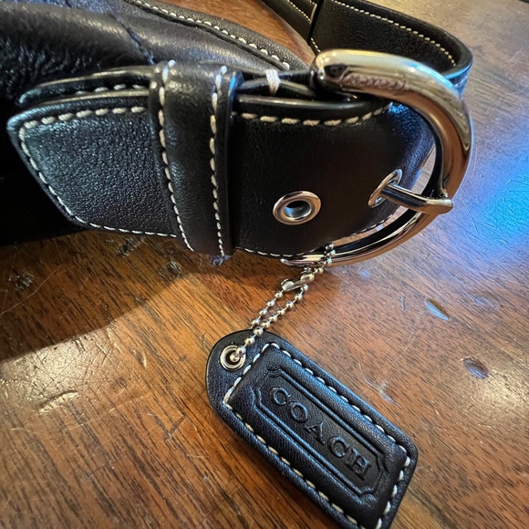 Coach Purse - Black with white stitching - Picture 4 of 11